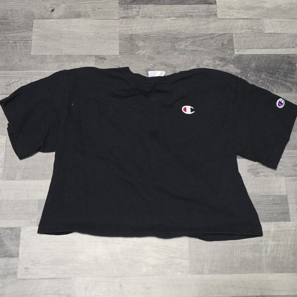 Champion • Black Logo Crop Top, Size XS
